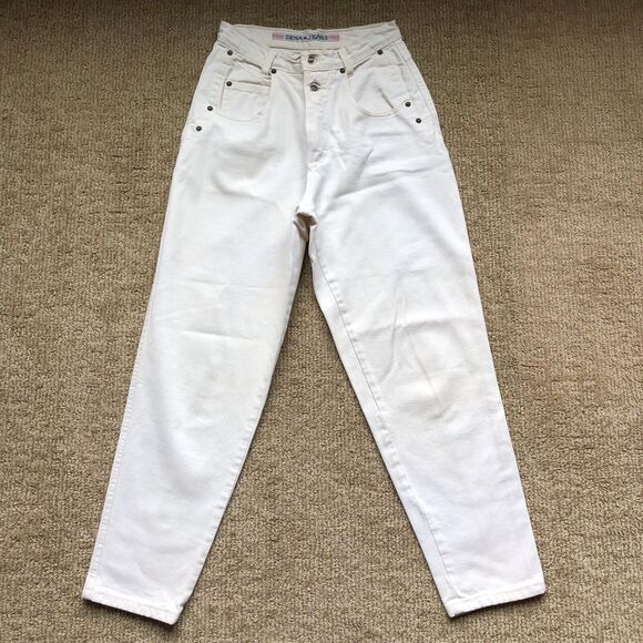Zena Denim - Vintage Zena Jeans Women's Size 8 White‎ Denim High Rise Double button fly